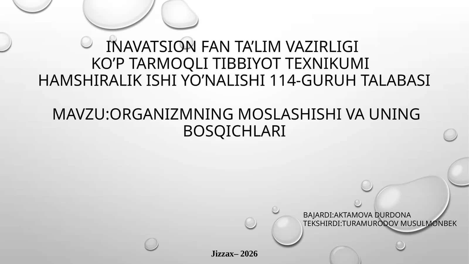 Moslashishning Bosqichlari va Turlari 1