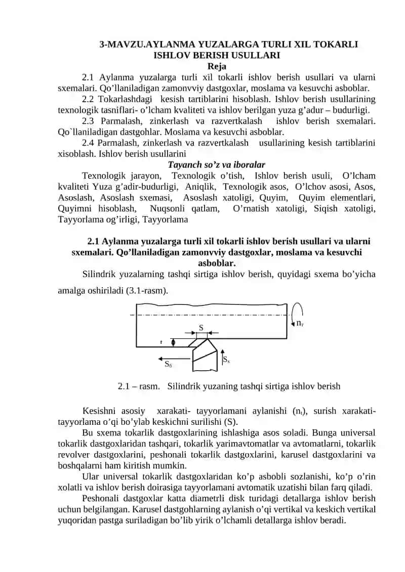 AYLANMA YUZALARGA TURLI XIL TOKARLI ISHLOV BERISH USULLARI