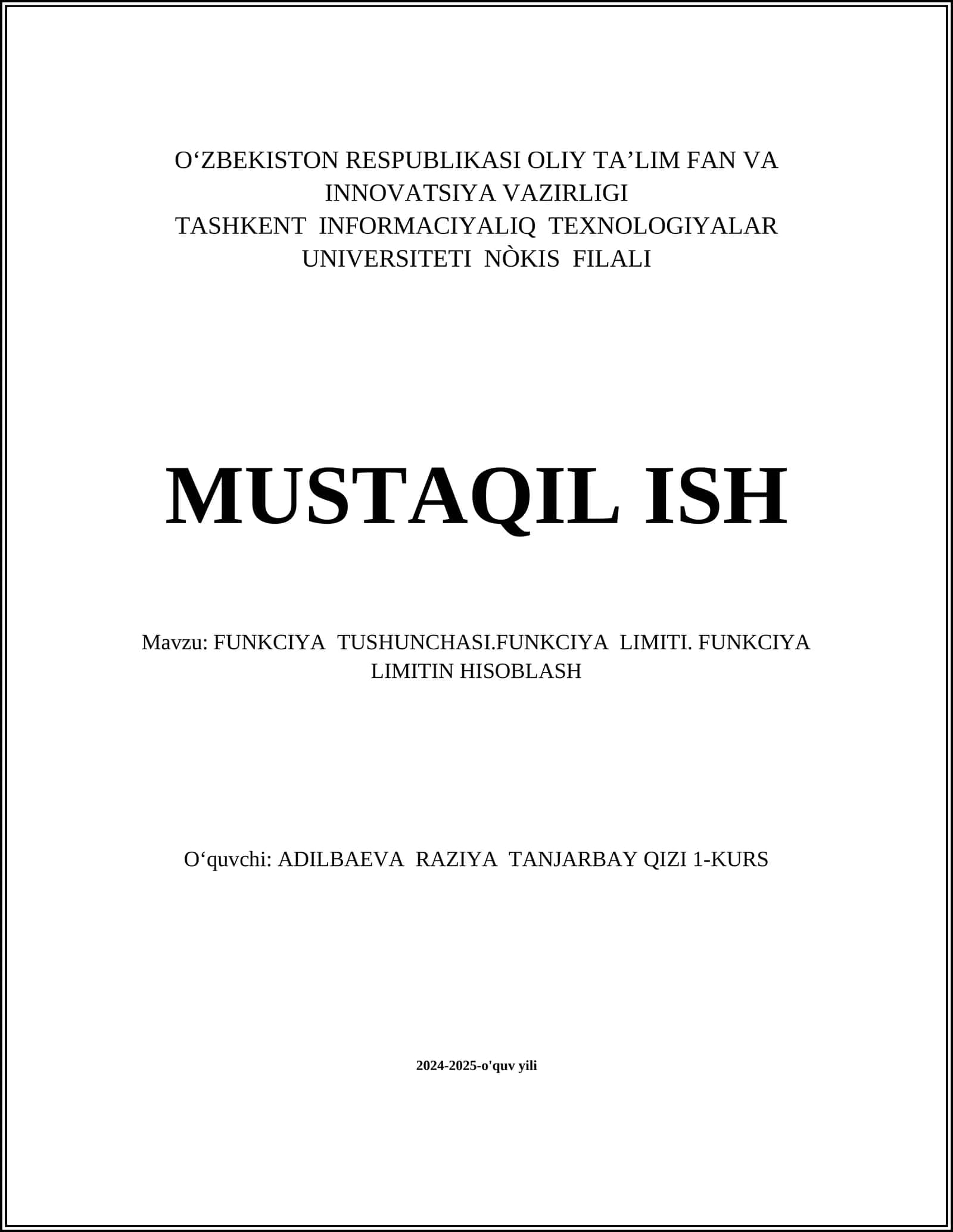 Funktsiyaning Asosiy Tushunchalari 1