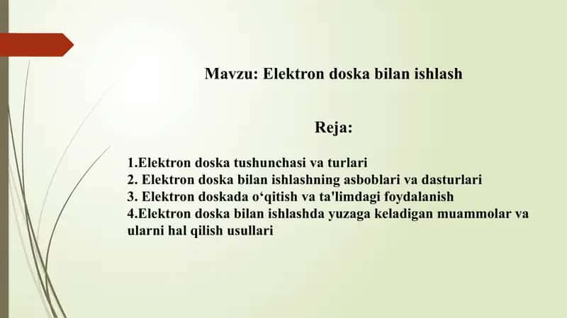 Elektron doska bilan ishlash 1