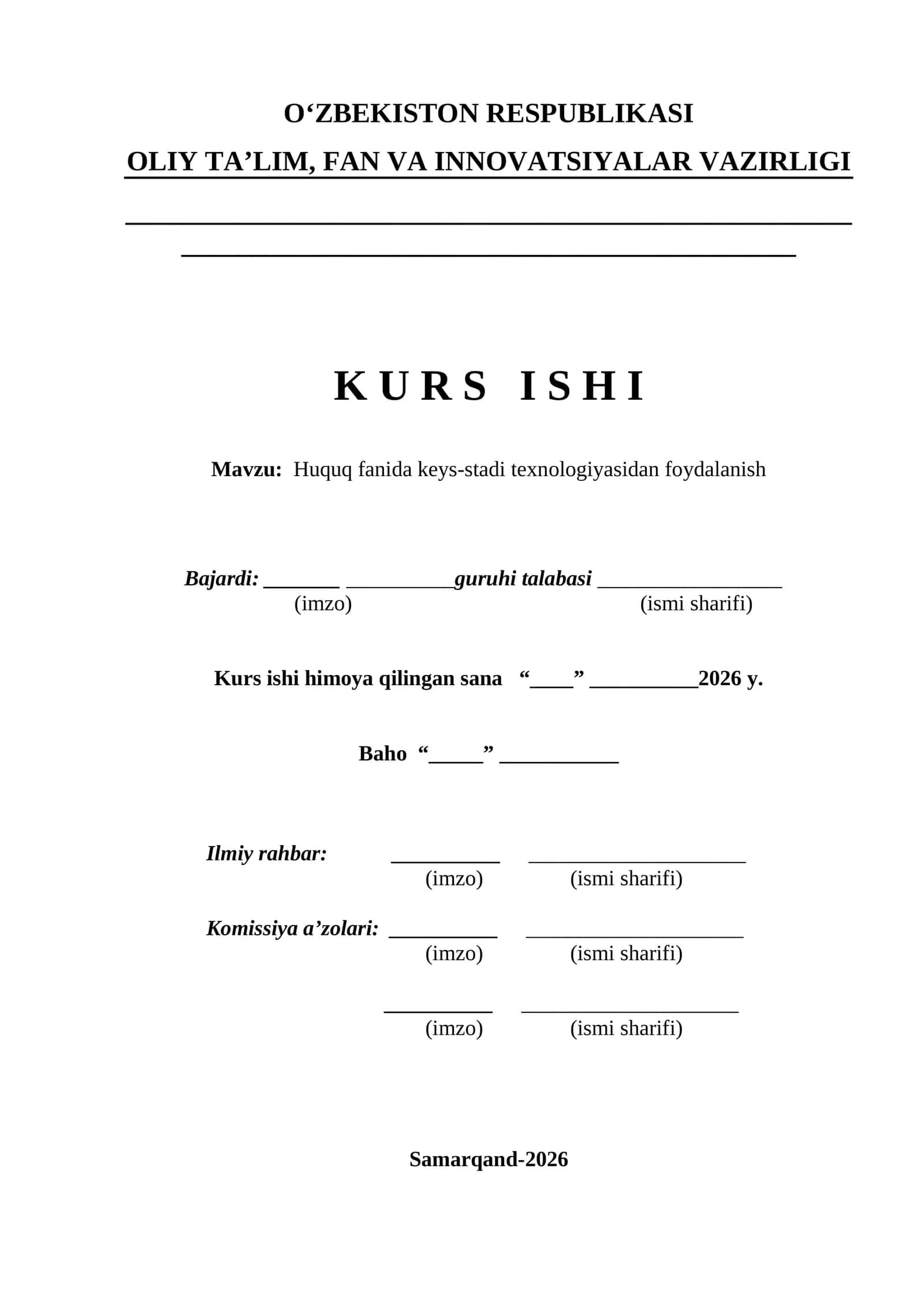 Huquq fanida keys-stadi texnologiyasidan foydalanish kurs ishi 1