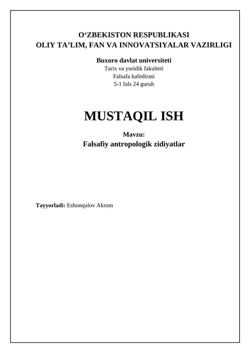 Falsafiy antropologiyaning asosiy ziddiyatlari: mohiyati va inson tabiati 1