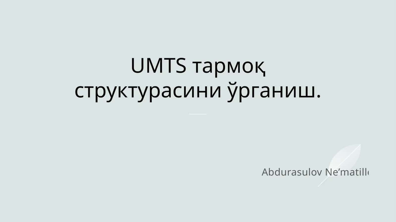 UMTS тармоқ структурасини ўрганиш. 1