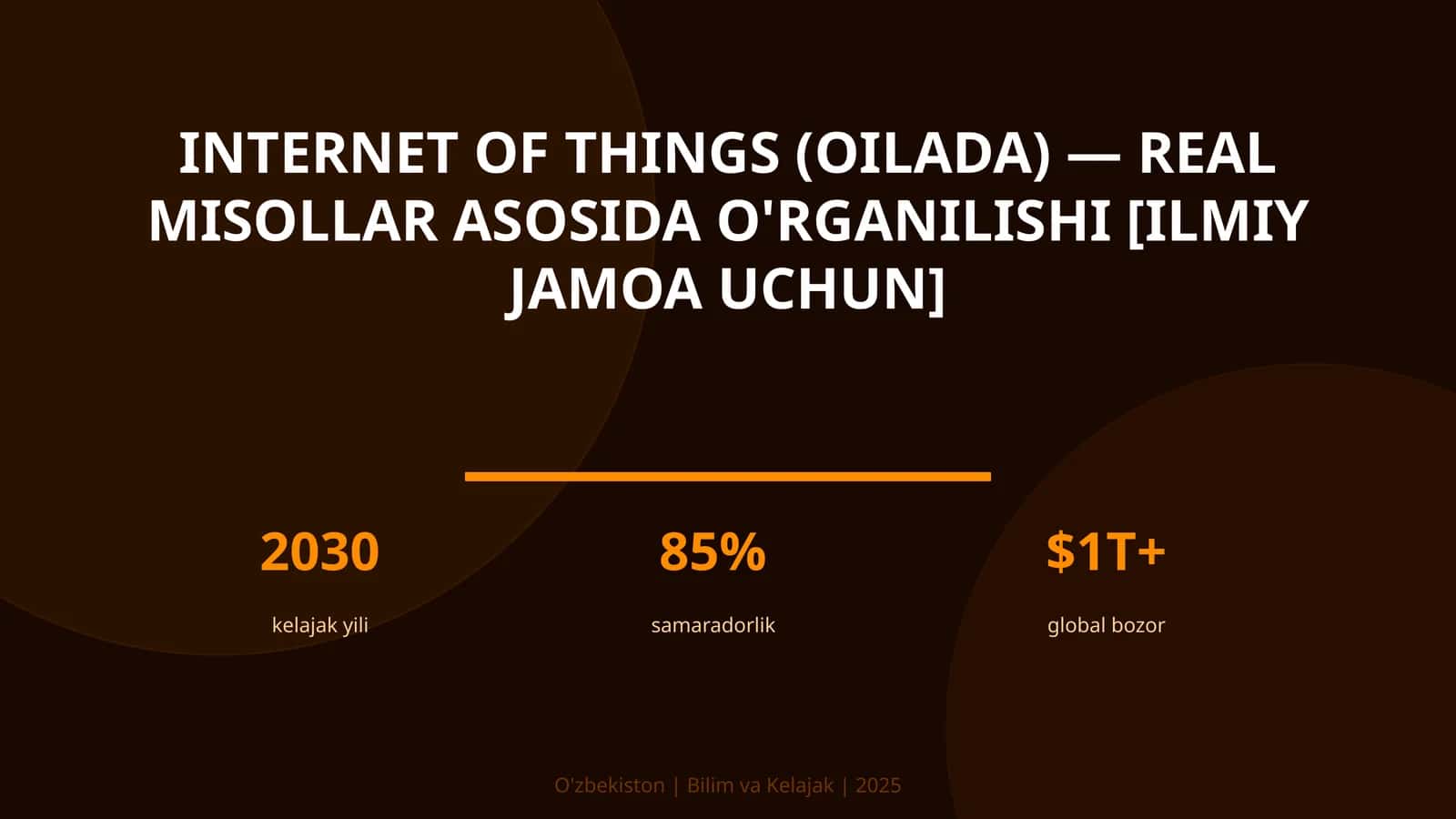 Internet of Things (oilada) — real misollar asosida o'rganilishi [ilmiy jamoa uchun] 1