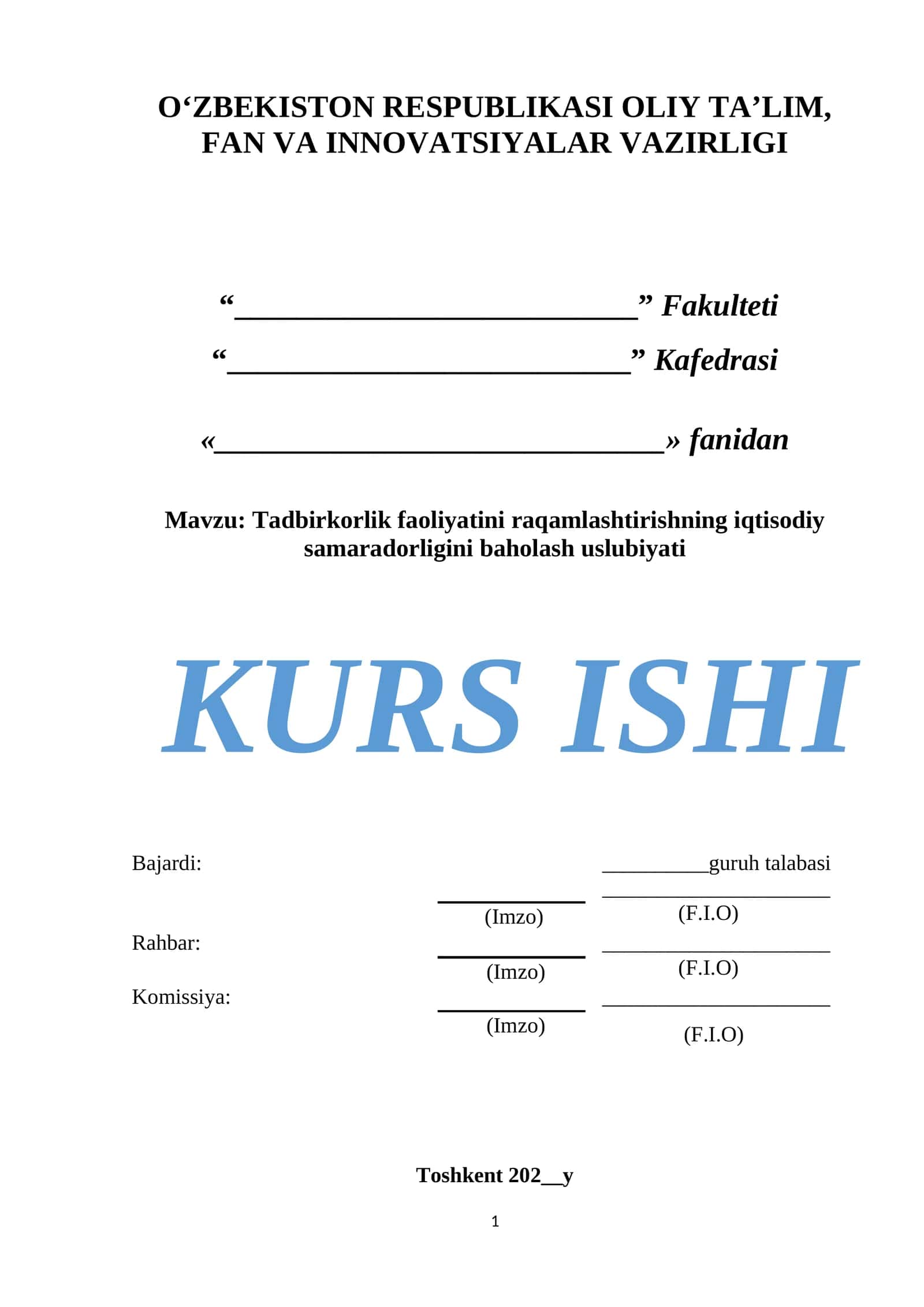 Tadbirkorlik faoliyatini raqamlashtirishning iqtisodiy samaradorligini baholash uslubiyati 1