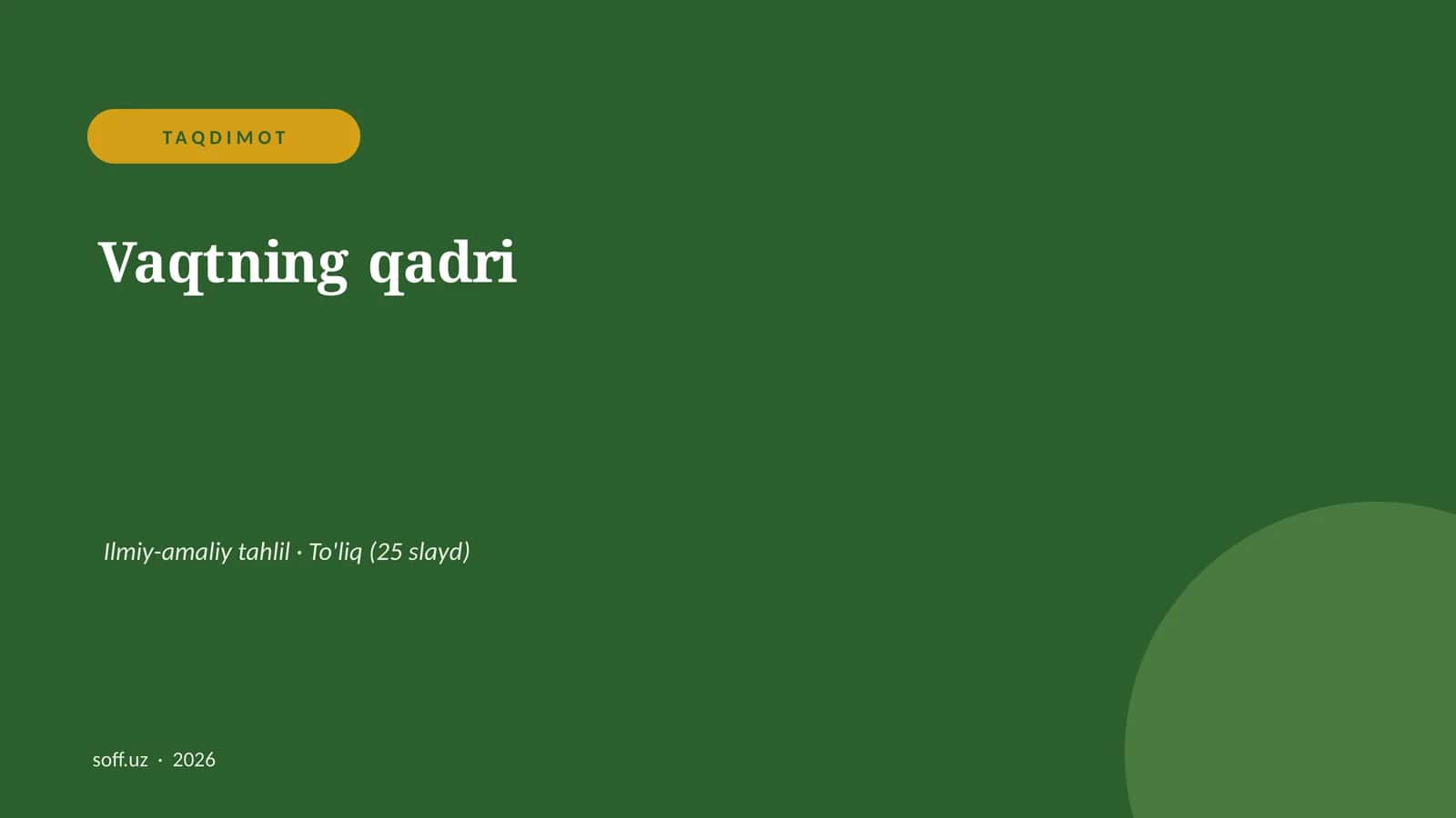 Vaqtning qadri 1
