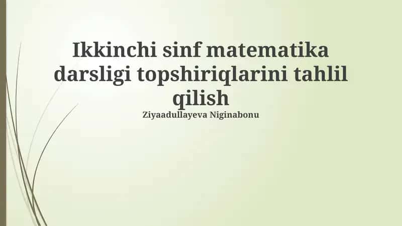 Ikkinchi sinf matematika darsligi topshiriqlarini tahlil qilish 1