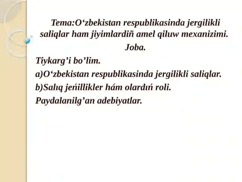 Oʻzbekistan respublikasinda jergilikli saliqlar