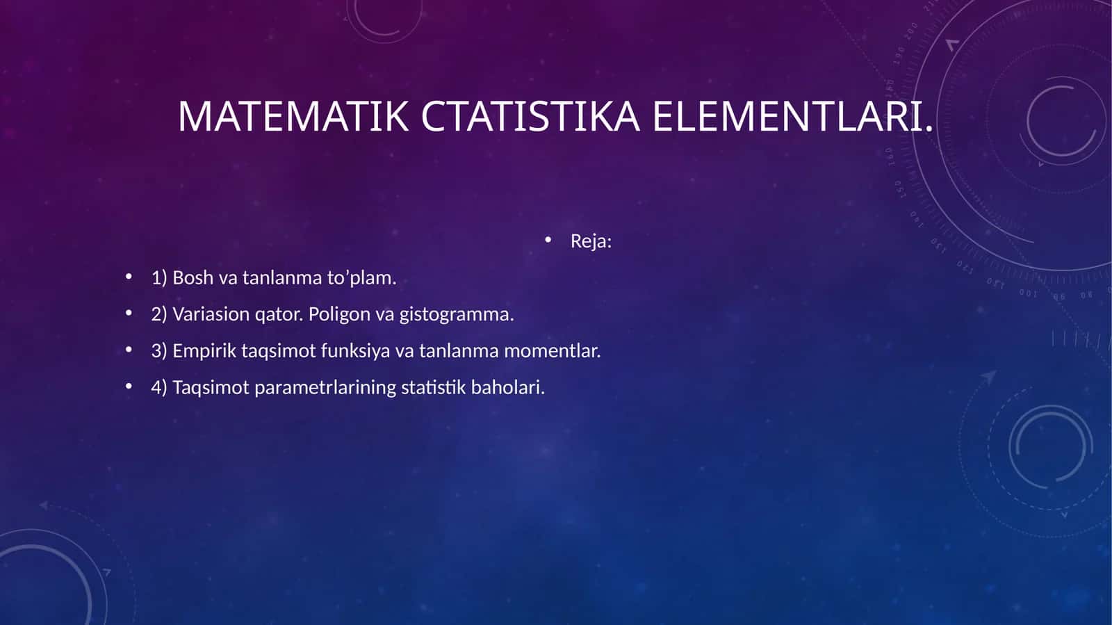 Matematik Statistika Elementlari 1