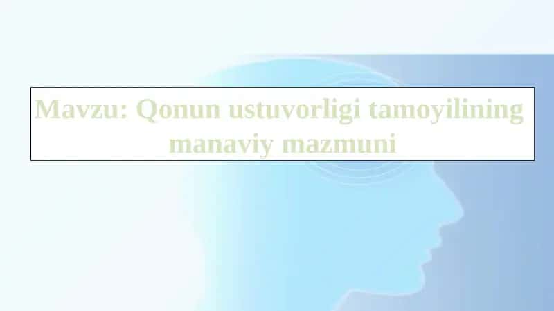 Qonun ustuvorligi tamoyilining  manaviy mazmuni 1