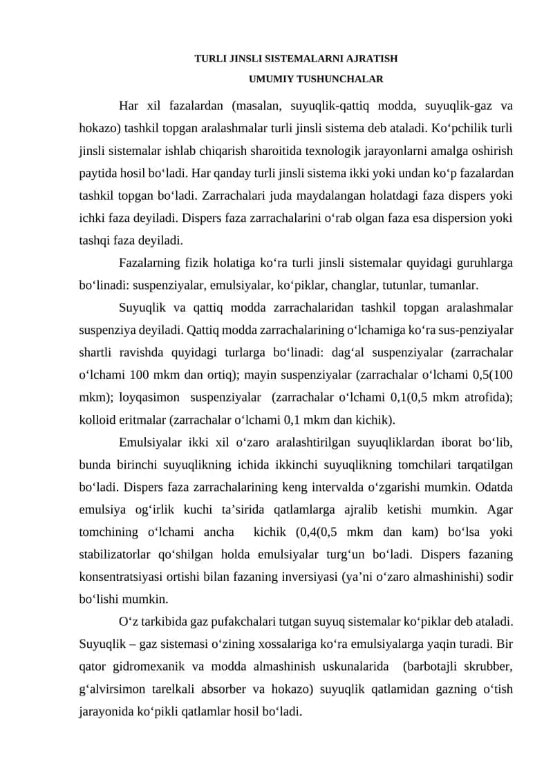 TURLI JINSLI SISTEMALARNI AJRATISH 1