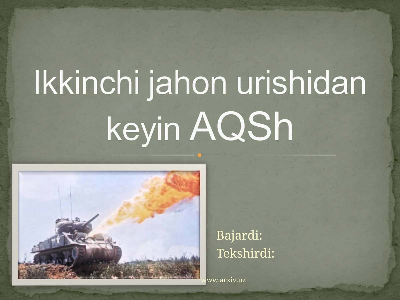 Ikkinchi Jahon Urushi va AQSHning Oqibatlari 1