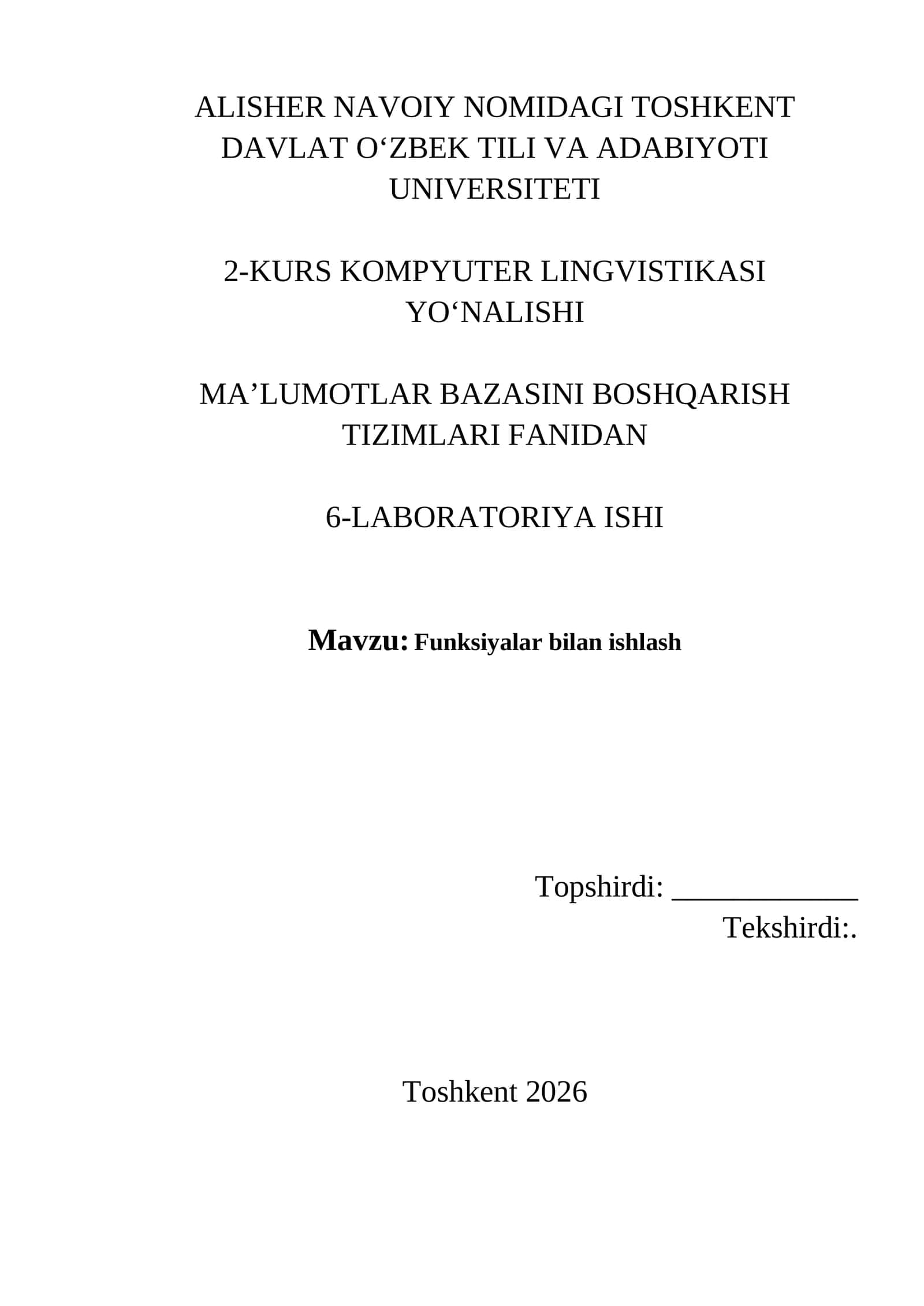 Mavzu: Funksiyalar bilan ishlash 1