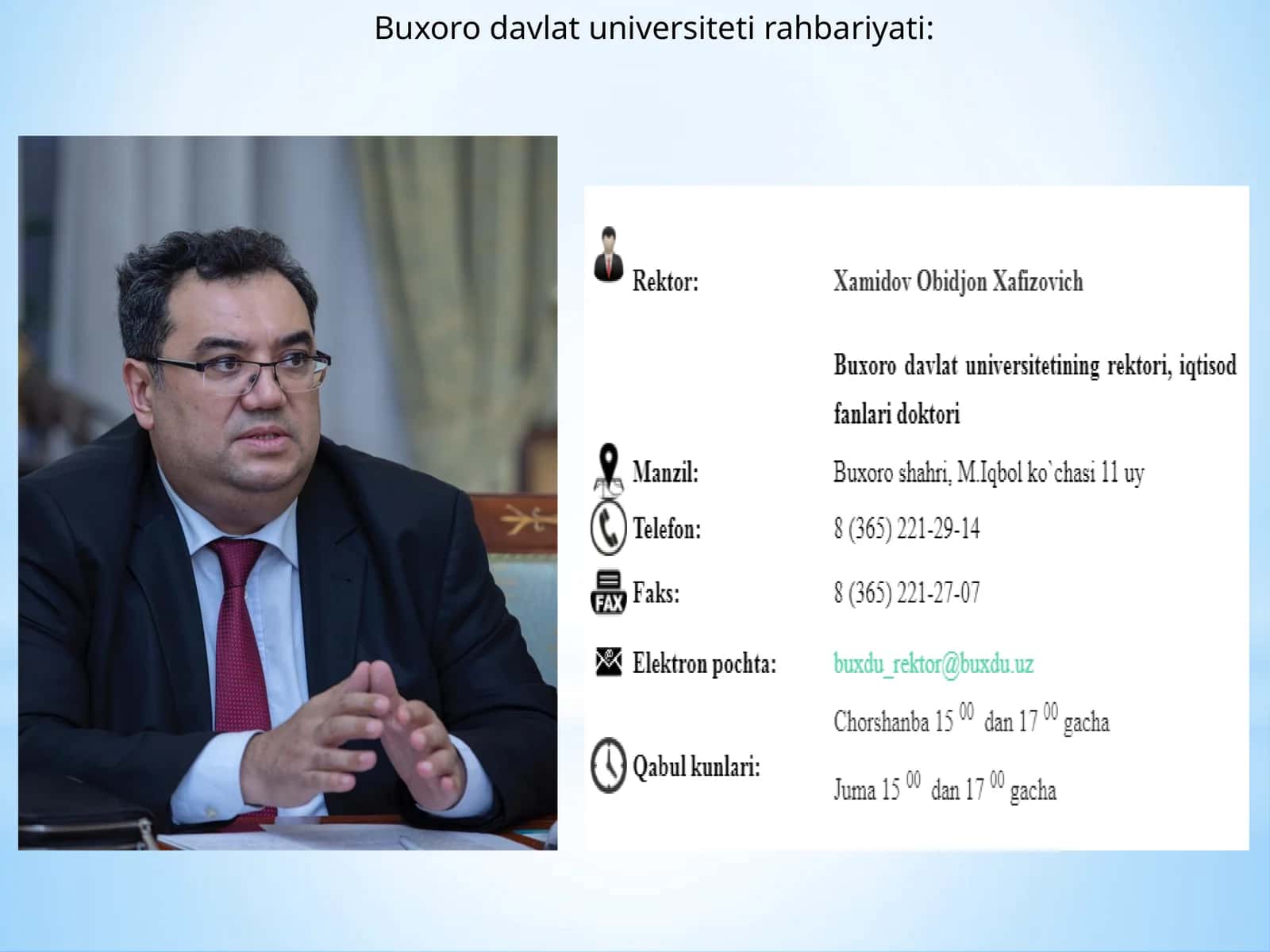 Buxoro Davlat Universiteti Rahbariyati 1