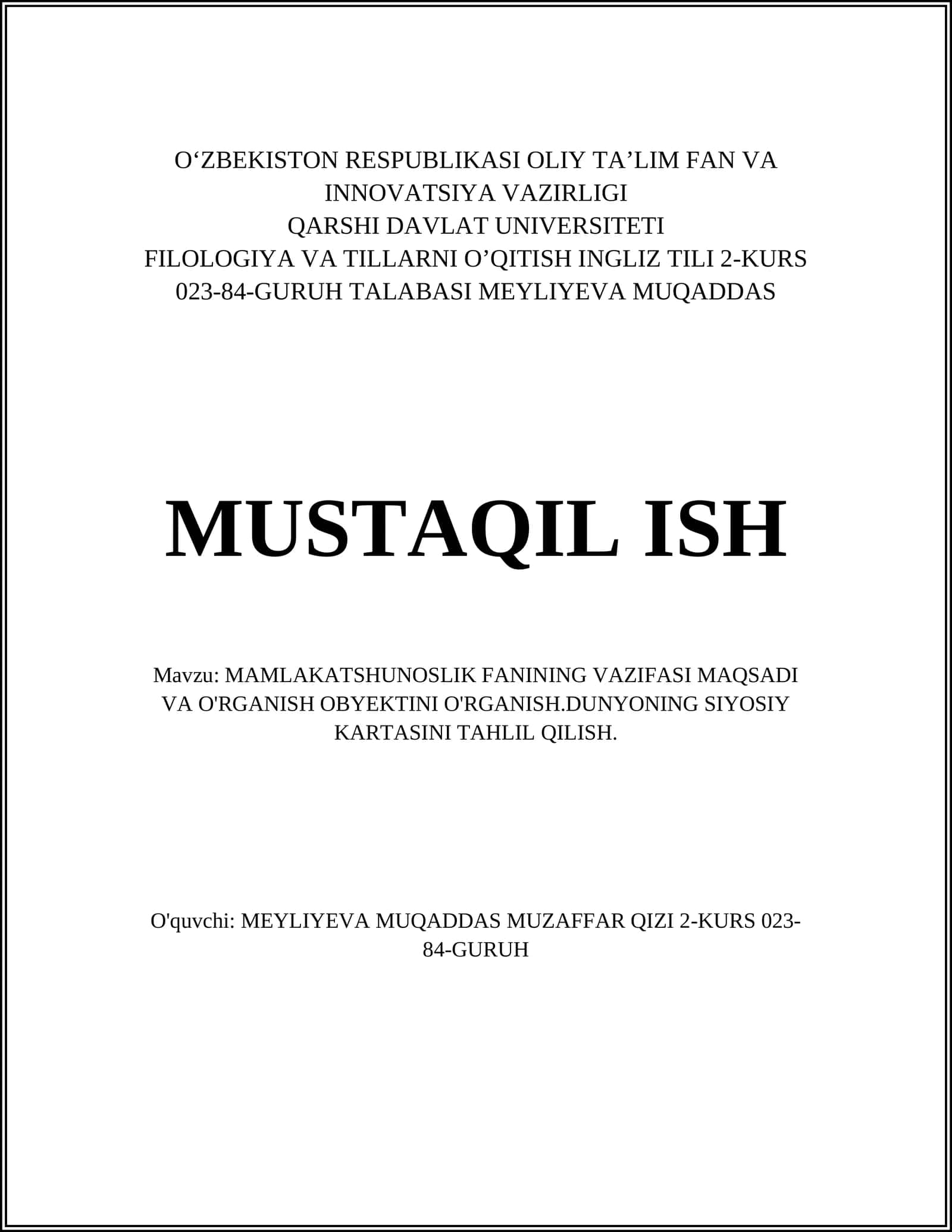 Mamlakatshunoslik fanining vazifasi maqsadi va o'rganish obyektini o'rganish 1