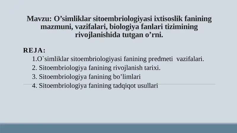 O’simliklar sitoembriologiyasi 1