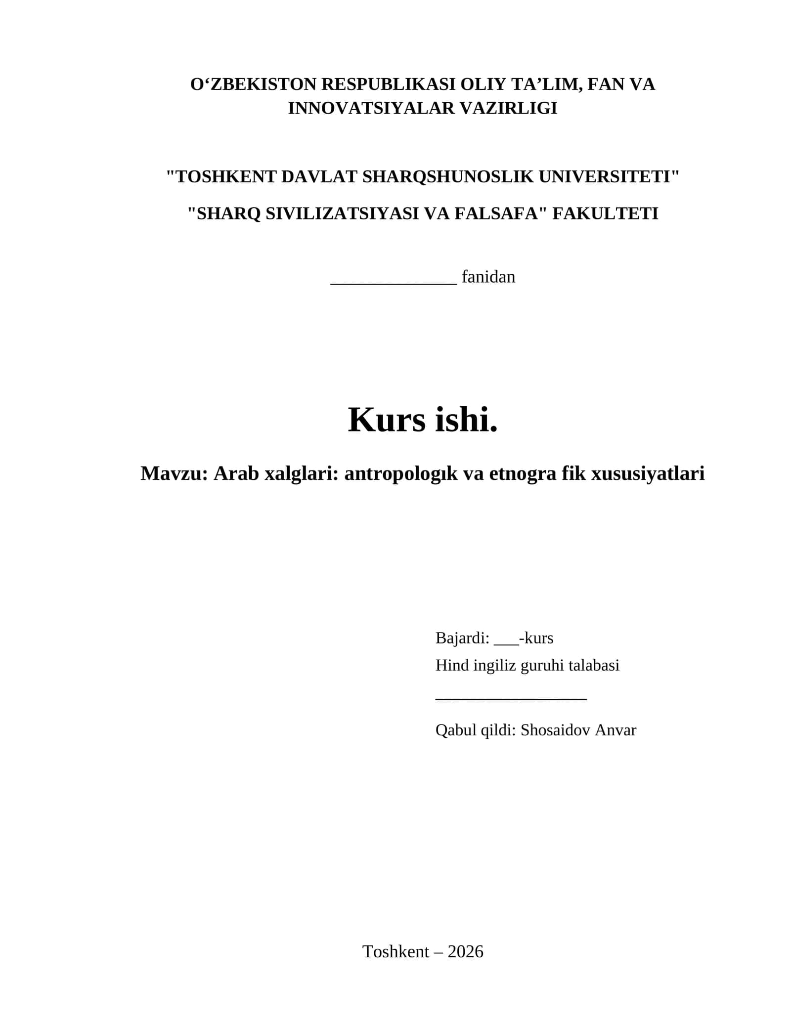 Arab xalglari: antropologık va etnogra fik xususiyatlari 1