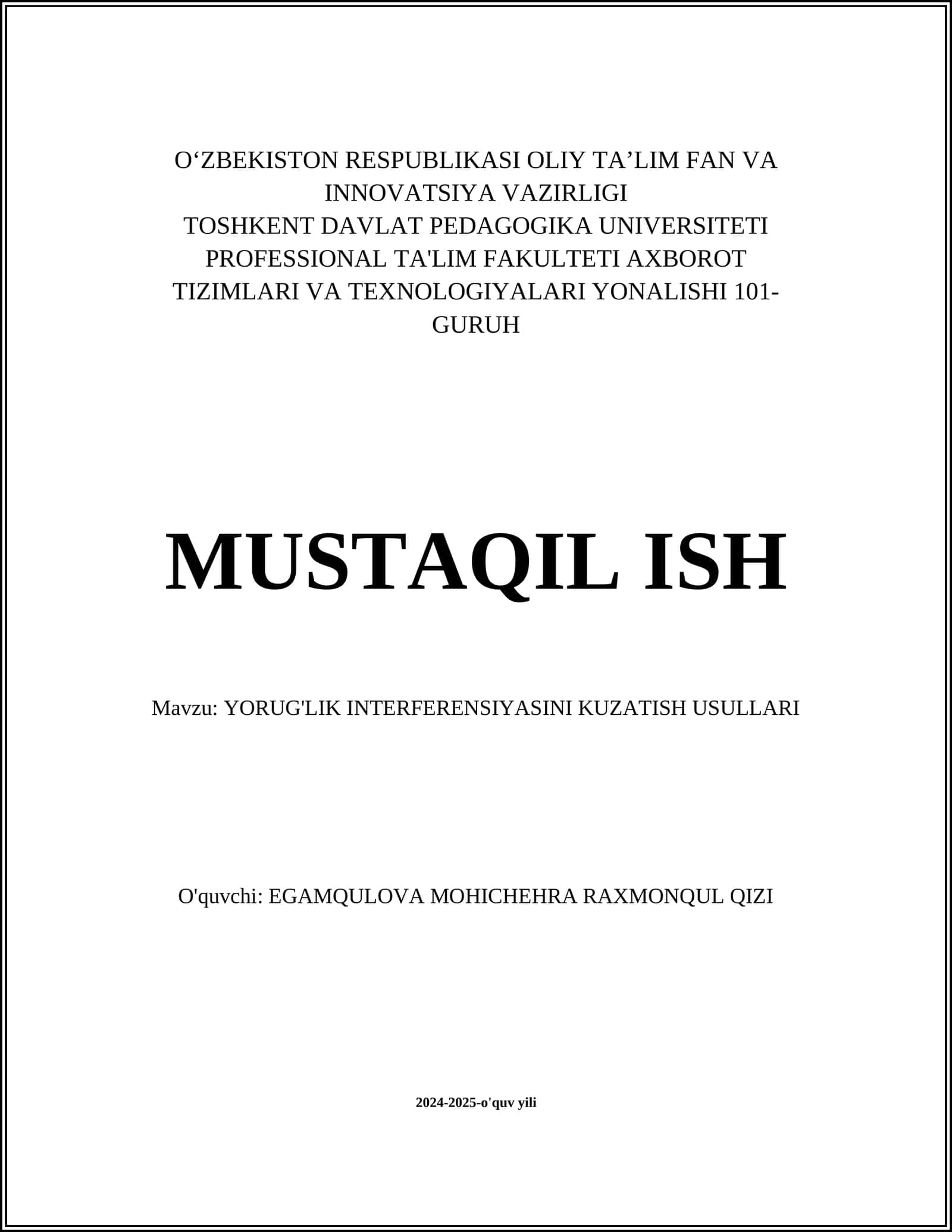 Yorug'lik interferensiyasini kuzatish usullari 1