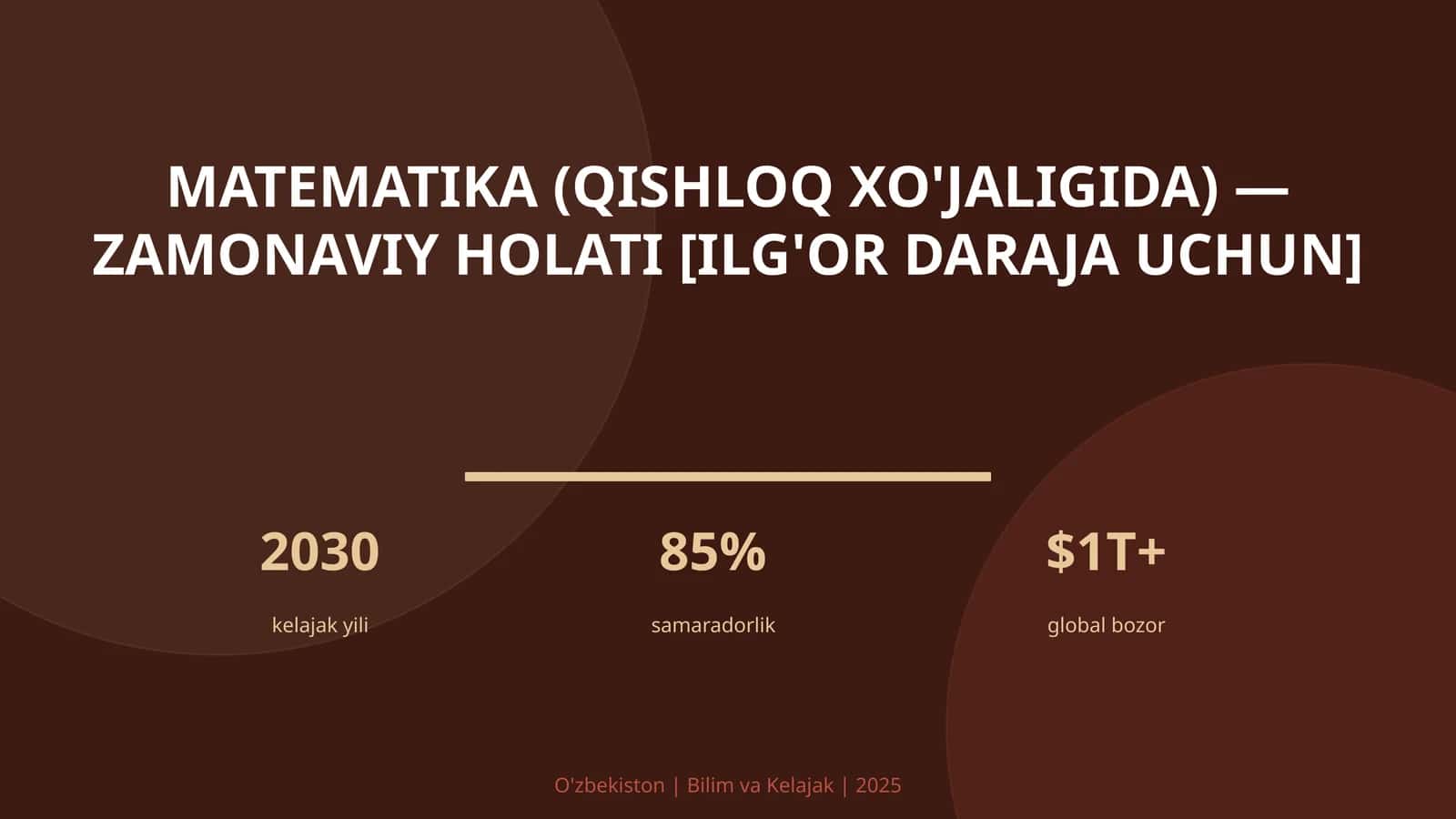 Matematika (Qishloq xo'jaligida) - Zamonaviy holati [Ilg'or daraja uchun] 1