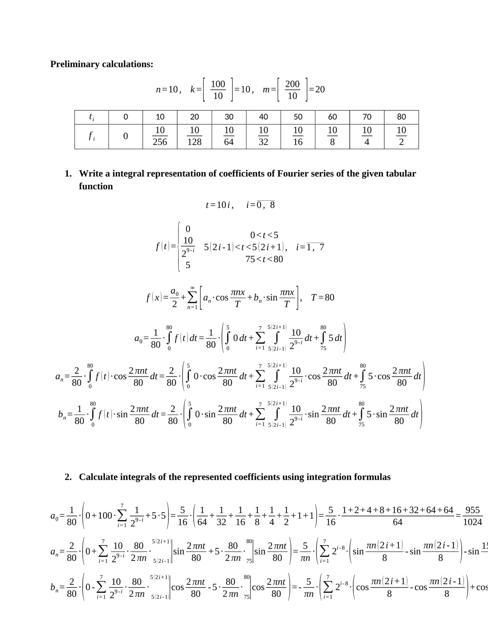 Integral representation of Fourier series coefficients 1