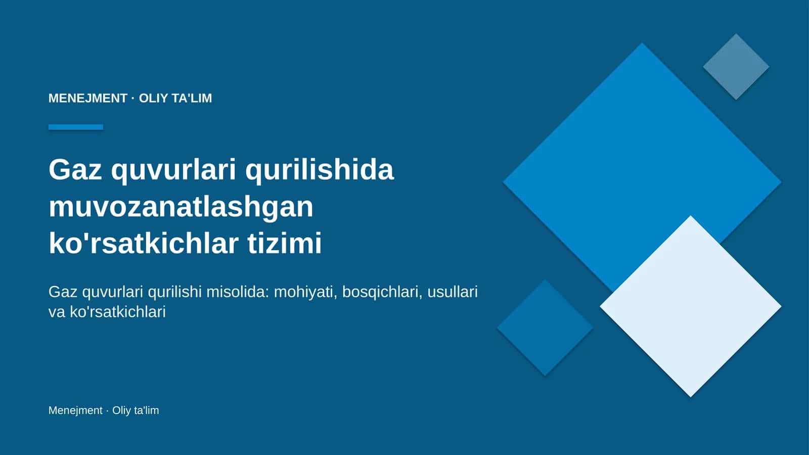 gaz quvurlari qurilishida muvozanatlashgan ko'rsatkichlar tizimi 4514 1