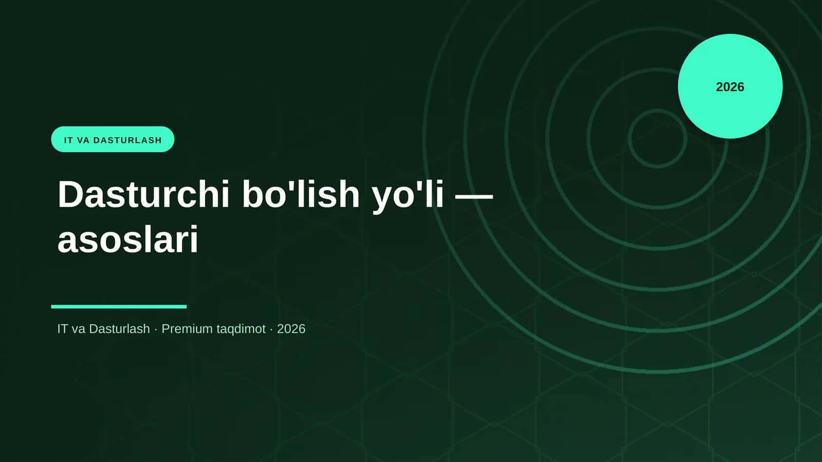 Dasturchi bo'lish yo'li — asoslari 1
