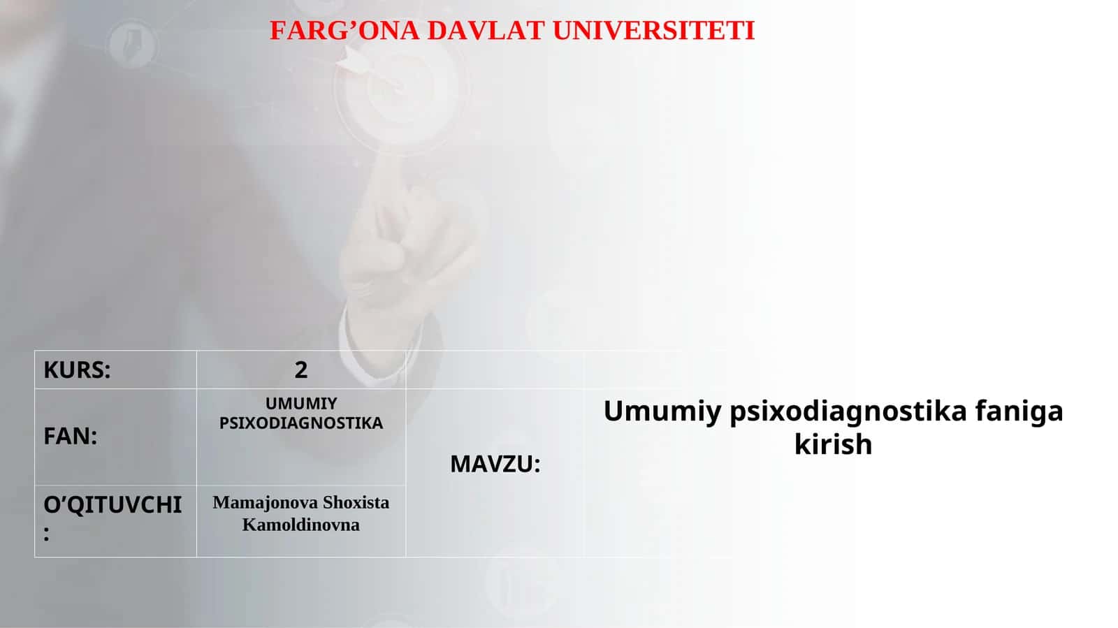 Umumiy psixodiagnostika faniga kirish 1