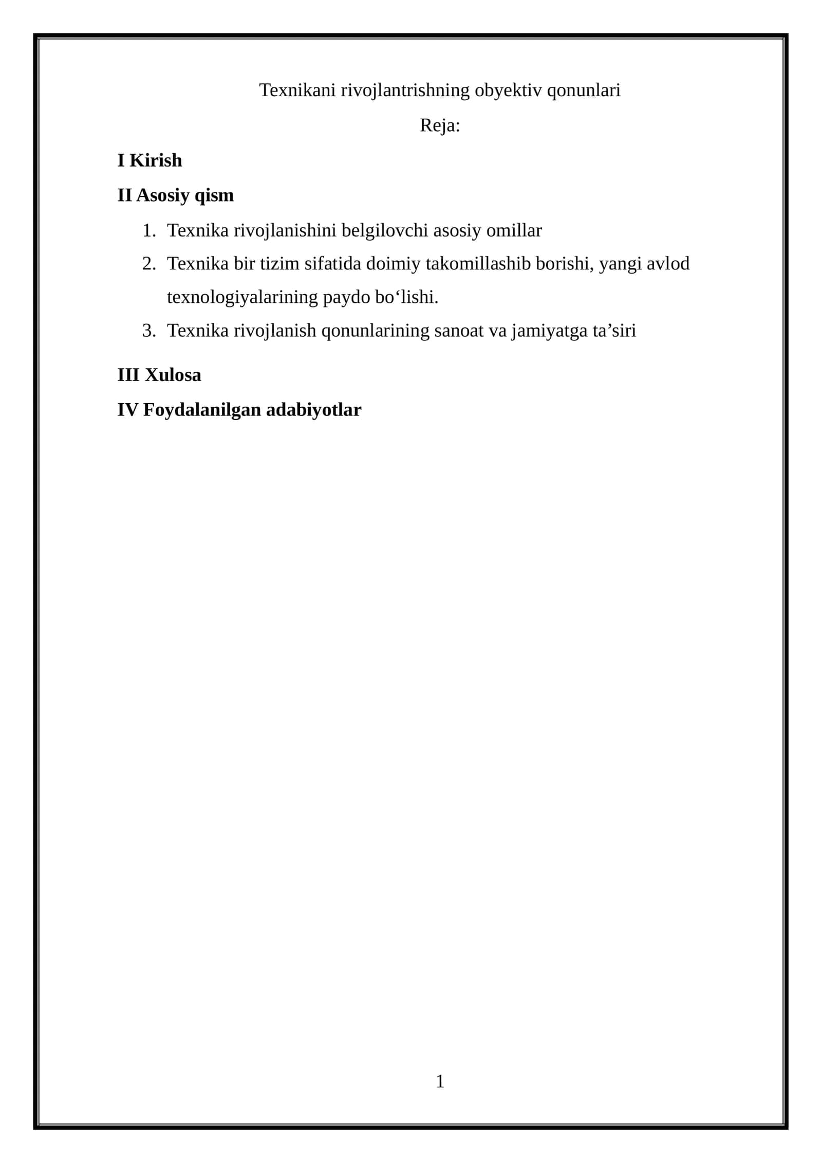 Texnikani rivojlantrishning obyektiv qonunlari 1