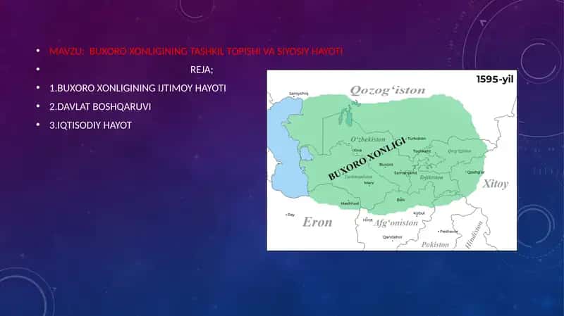 BUXORO XONLIGINING TASHKIL TOPISHI VA SIYOSIY HAYOTI 1