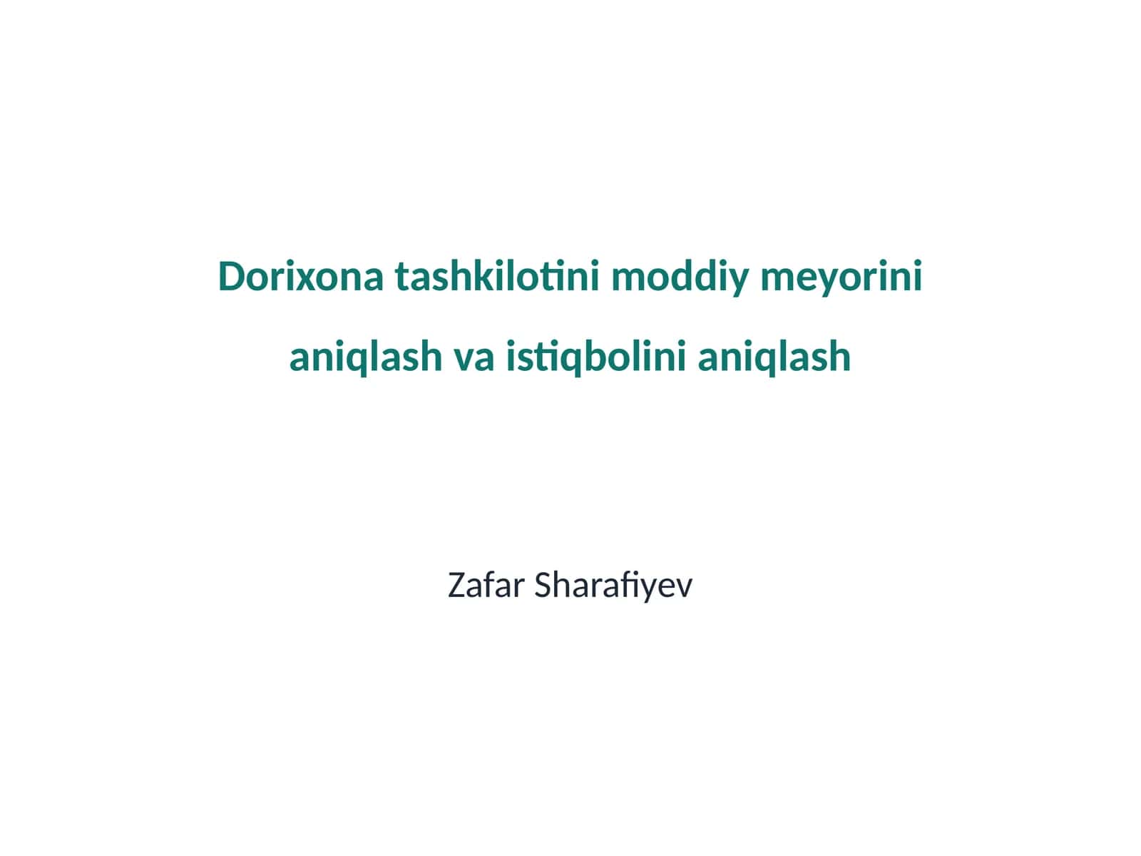 Dorixona moddiy meyorlari tahlili 1
