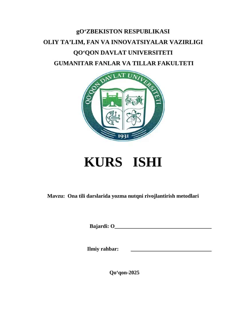 Ona tili darslarida yozma nutqni rivojlantirish metodlari 1