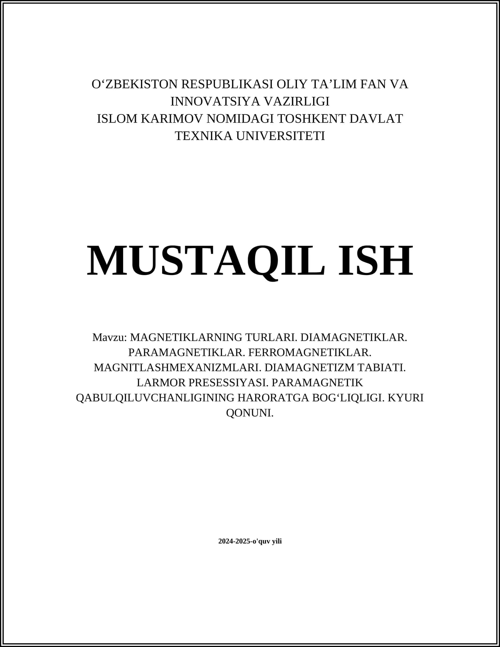 МАГНЕТИКЛАРНИНГ ТУРЛАРИ 1
