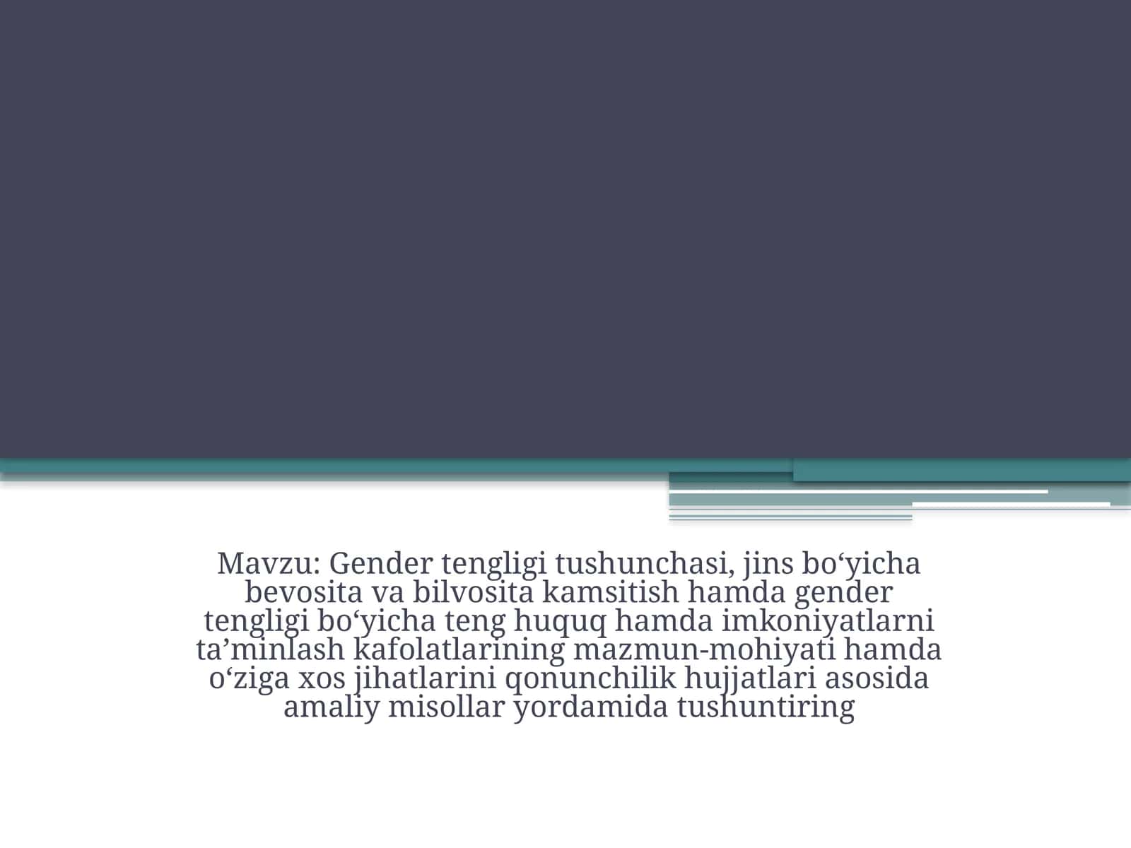 Gender tengligi 1