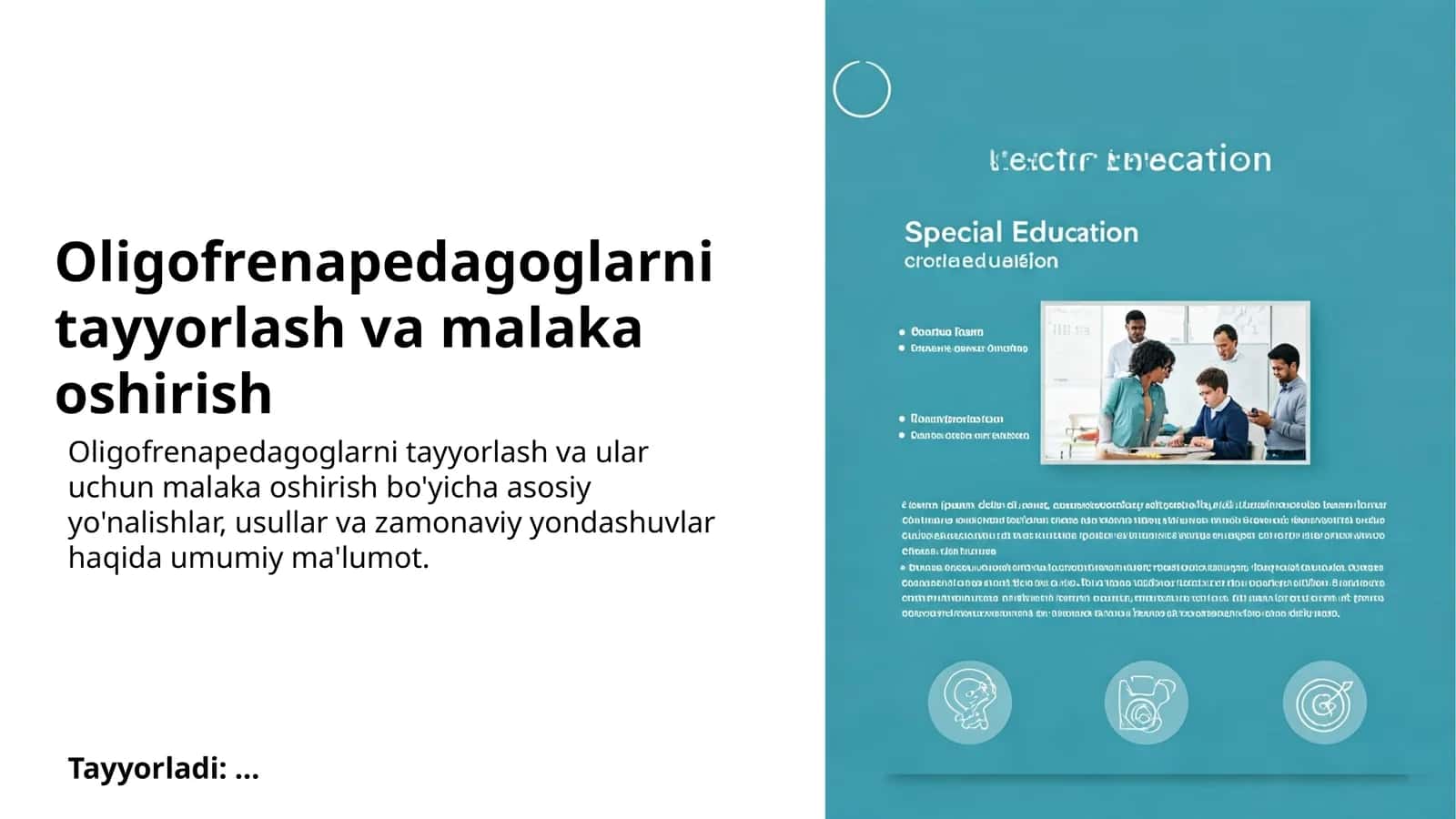 Oligofrenapedagoglarni tayyorlash va malaka oshirish 1
