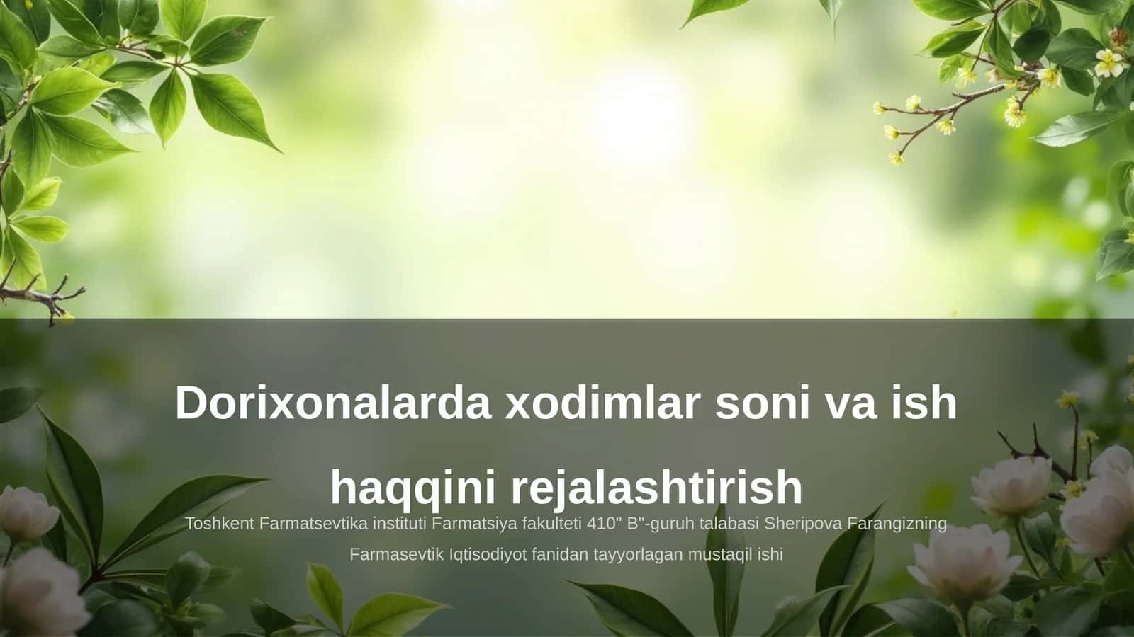 Dorixonalarda xodimlar soni va ish haqqini rejalashtirish 1