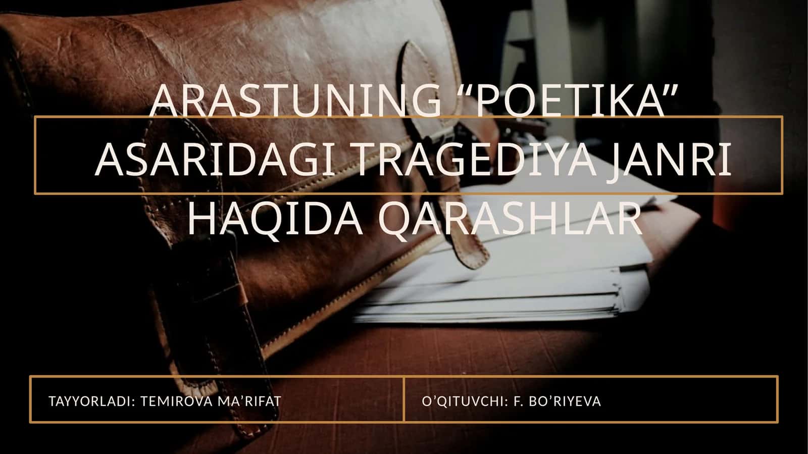 POETIKA ASARIDAGI TRAGEDIYA JANRI 1