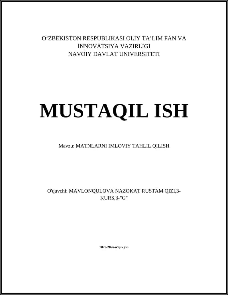 MATNLARNI IMLOVIY TAHLIL QILISH 1