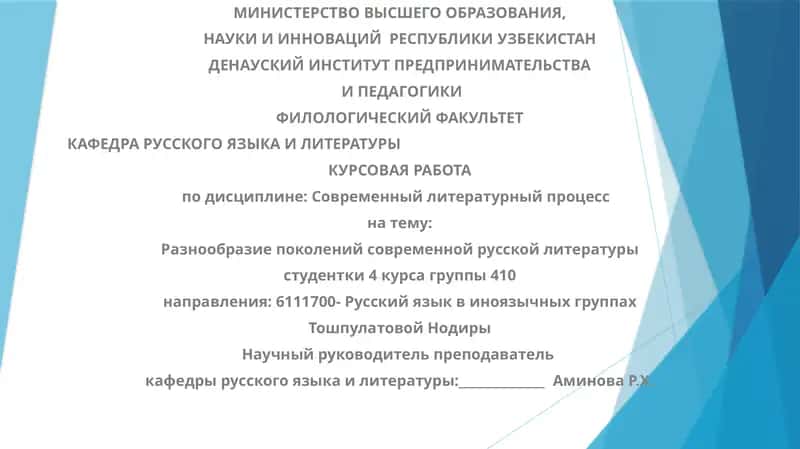 Разнообразие поколений современной русской литературы 1