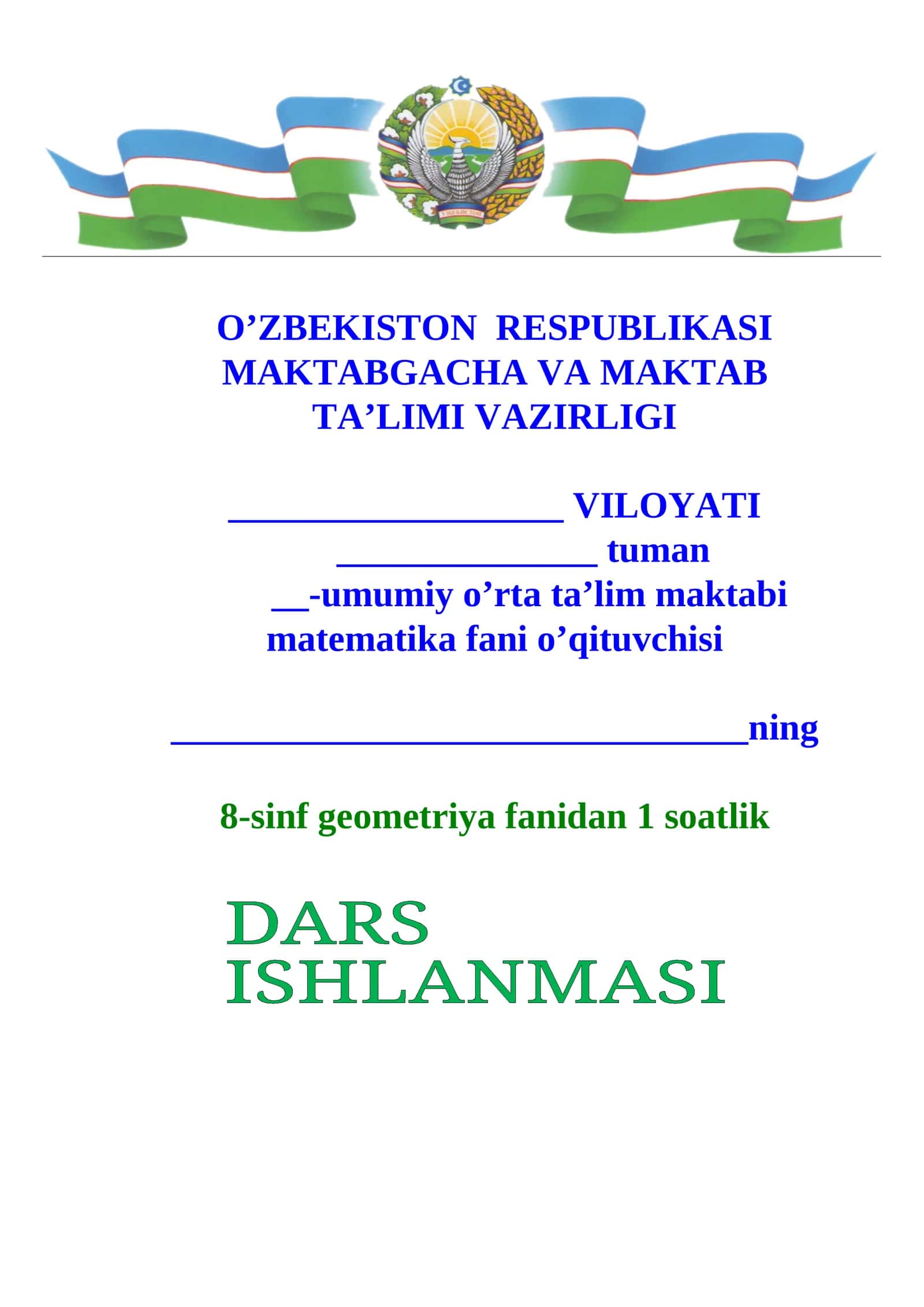 8-sinf geometriya fanidan 1 soatlik dars 1