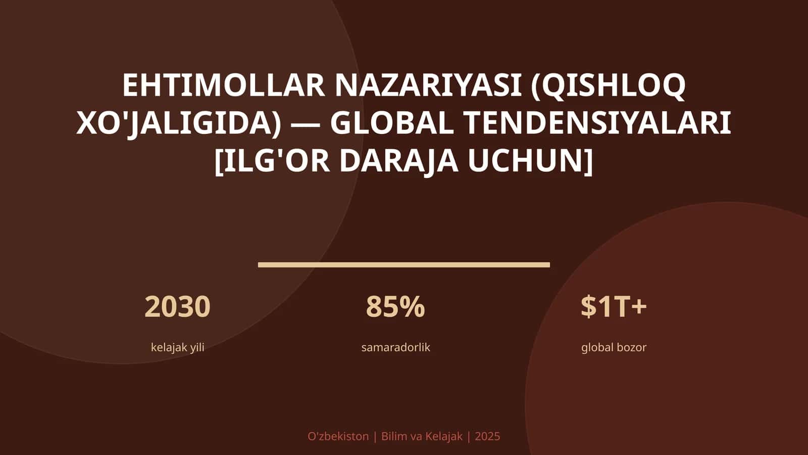 Ehtimollar nazariyasi (qishloq xo'jaligida) — global tendensiyalari 1
