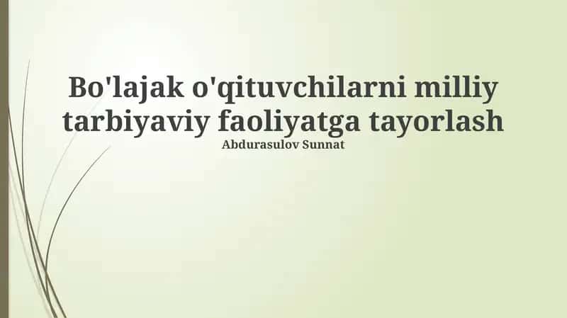Milliy ta'lim tadbirlarini o'qituvchilarga tayyorlash 1