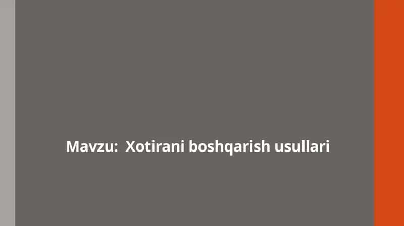 Xotirani boshqarish usullari 1