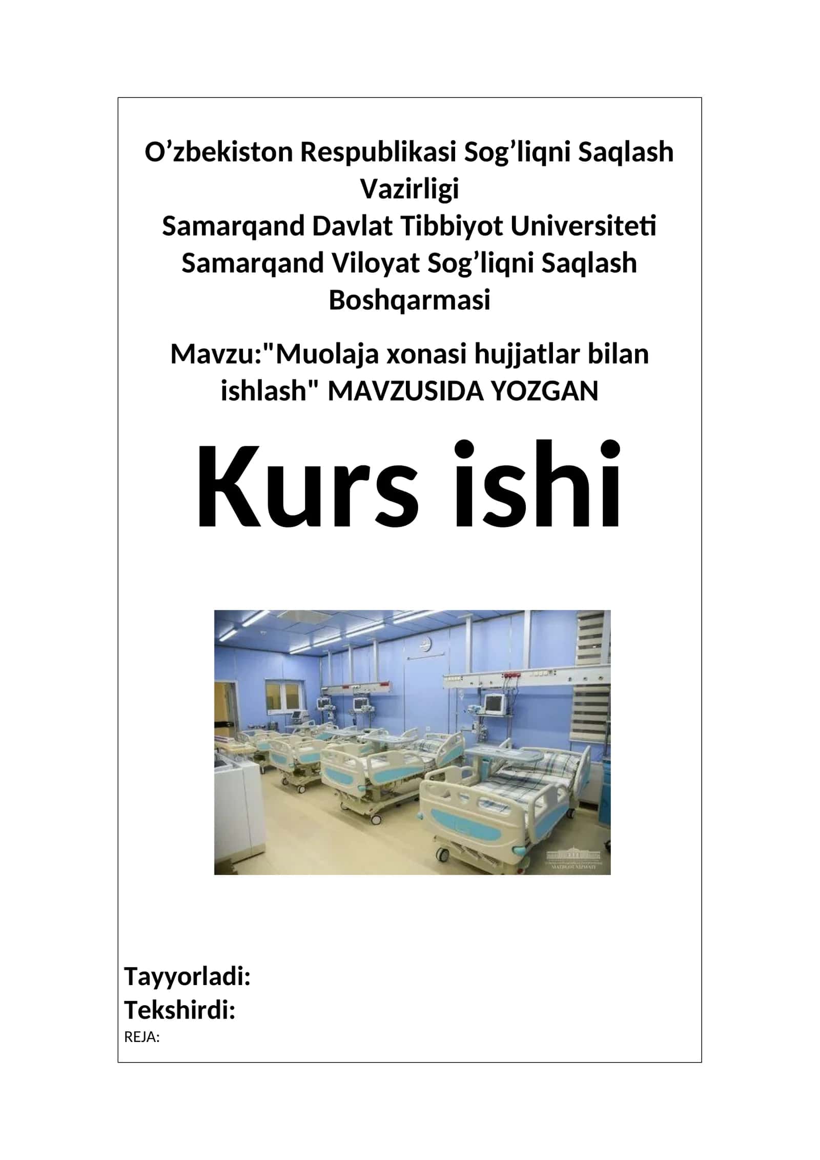 Muolaja xonasi hujjatlar bilan ishlash 1