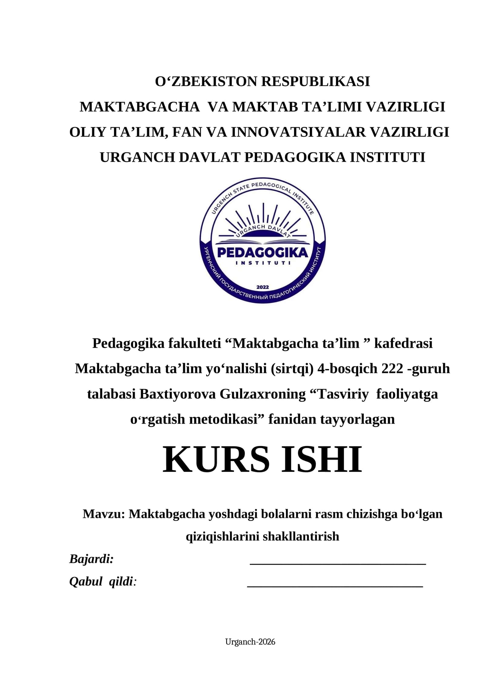 Maktabgacha yoshdagi bolalarni rasm chizishga boʻlgan qiziqishlarini shakllantirish 1