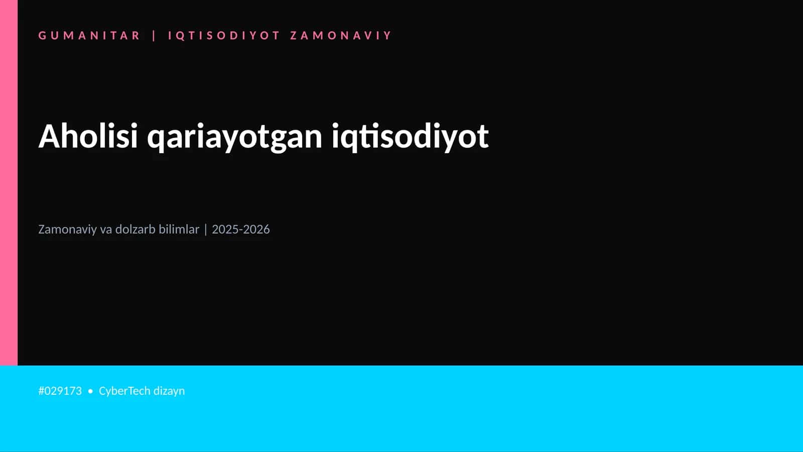 Aholisi qariayotgan iqtisodiyot 1