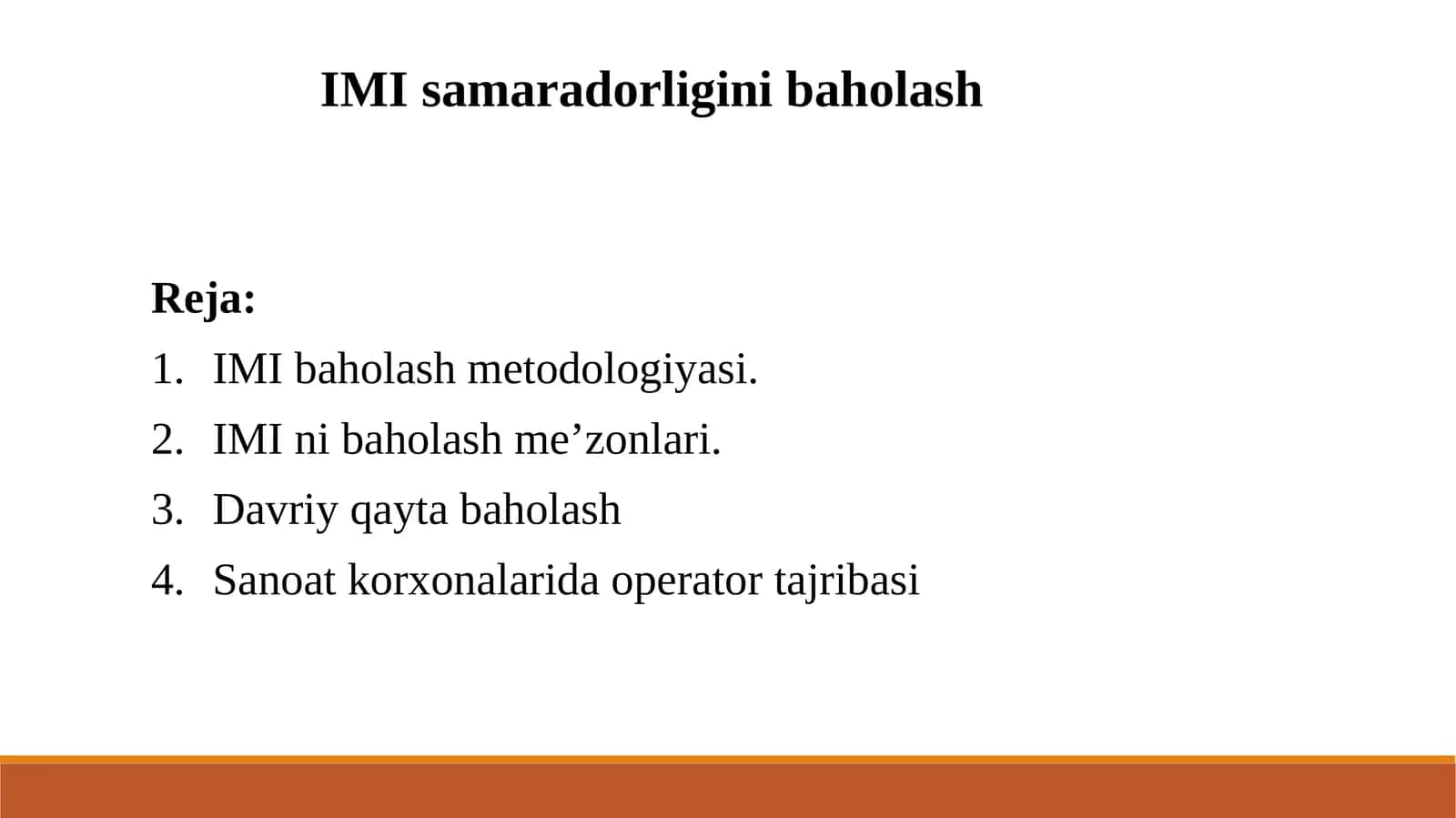 IMI baholash metodologiyasi 1
