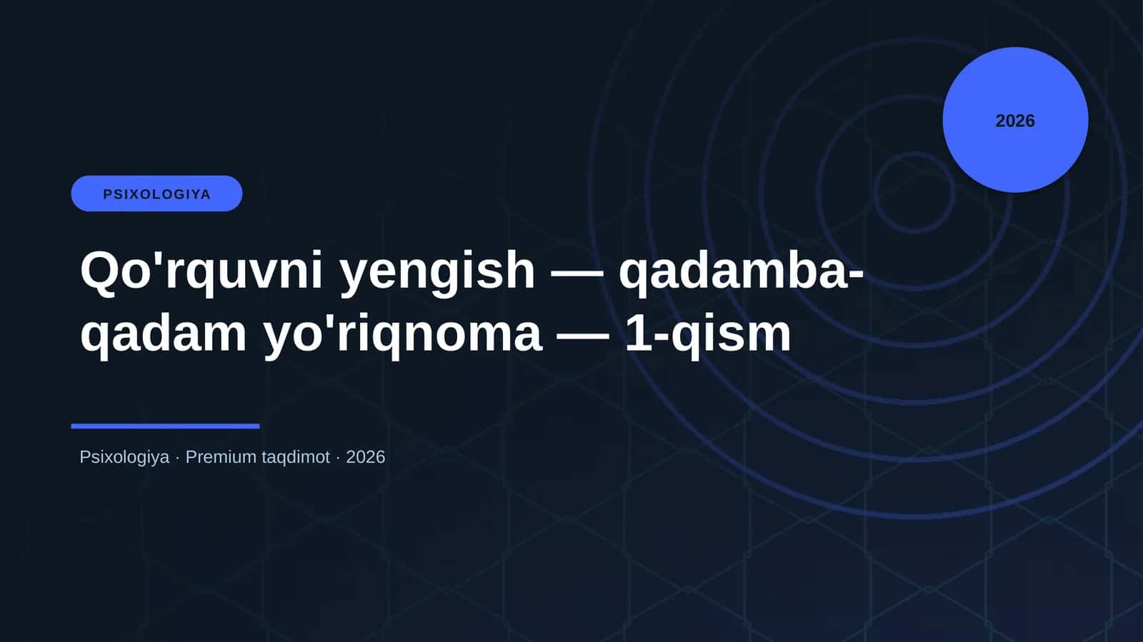 Qo'rquvni yengish — qadamba-qadam yo'riqnoma — 1-qism 1