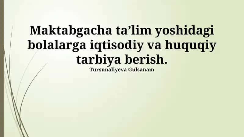 Bolalar bog'chasida iqtisodiy va huquqiy ta'lim 1