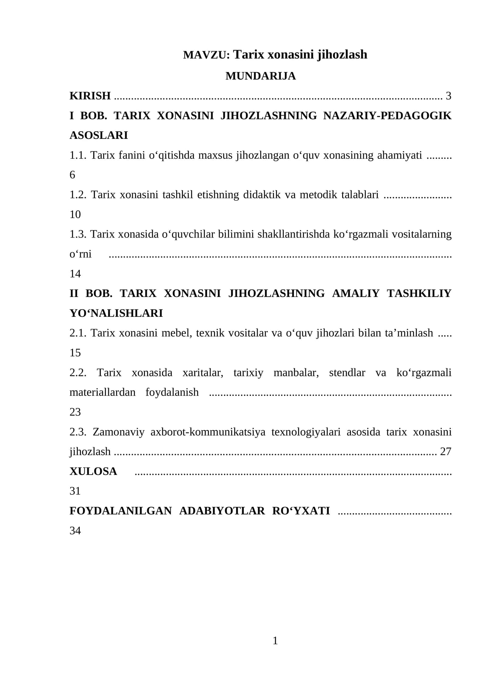 Tarix xonasini jihozlash 1