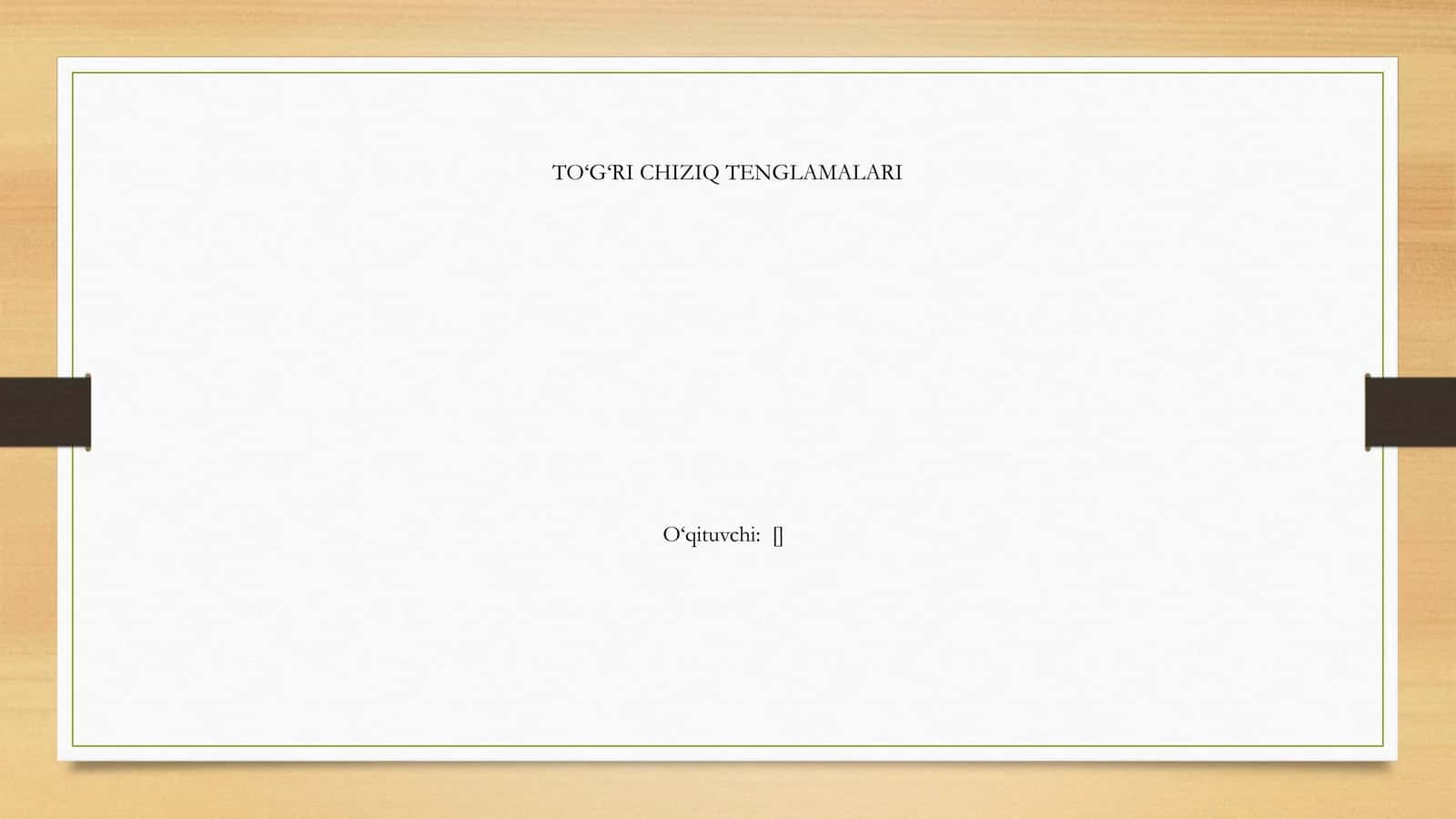 To‘g‘ri Chiziq Tenglamalari 1
